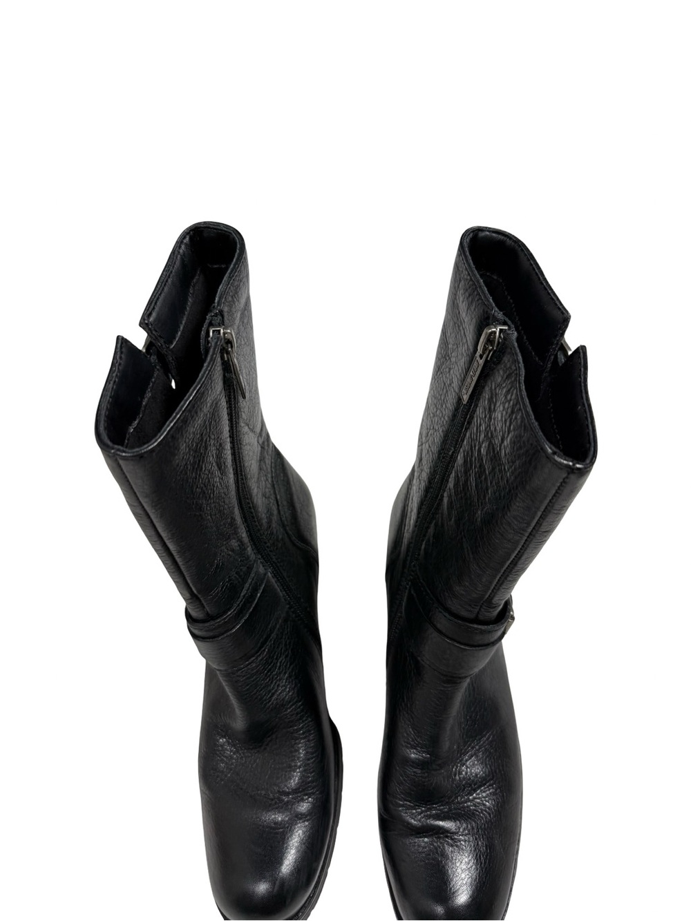 Harley Davidson Womens 8 Serita Black Leather Moto Harness Boots Biker Side Zip - Picture 9 of 15